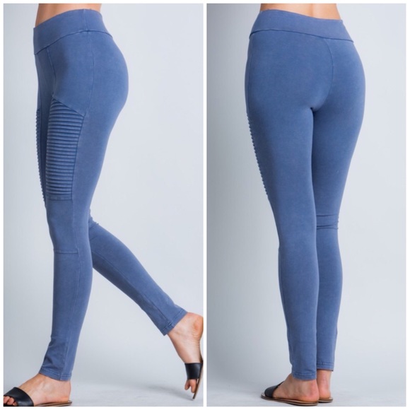 🍂{LAST1} Moto Legging Mineral Wash - Blue - Picture 3 of 3